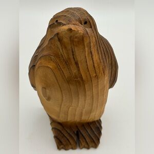 VINTAGE KADIAN CRAFTS CANADA 6.5” HAND CARVED WOOD PENGUIN FIGURINE LIGHTWEIGHT